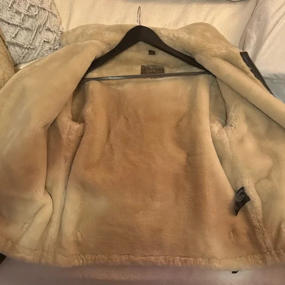 Shearling Coat Sheepskin Real Leather Jacket for Women Bomber Aviator unisex - Picture 7 of 10